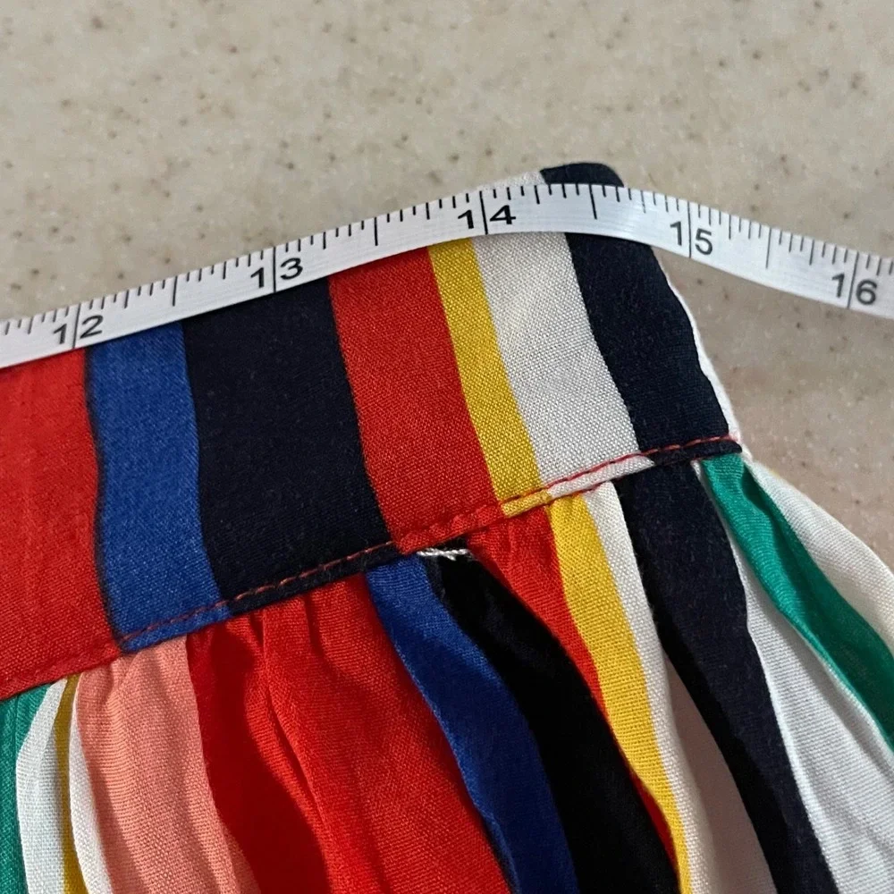 English‎ Factory Sz M rainbow striped maxi skirt, 100% Rayon, button front, boho